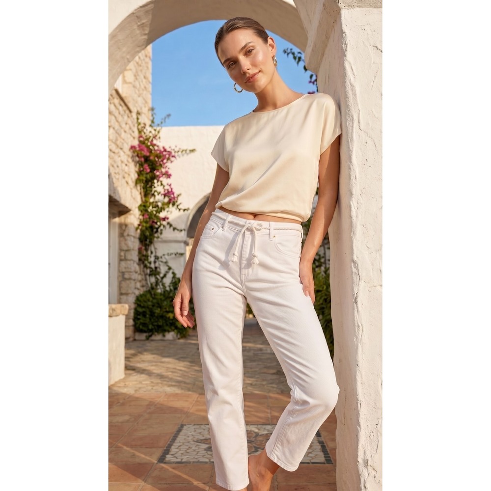 Ann Taylor White The Straight White Denim Ankle Jeans NWT Sz.12 Preppy Coastal